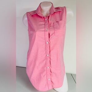 Magellan Outdoors Women’s Happy Camper Sleeveless Pink Button Up Shirt -  Small